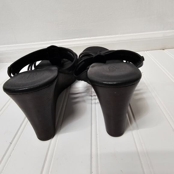 UGG Leather Mattie Strappy Black Wedge Heels Sandals Womens 9 - Picture 3 of 6